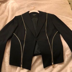 Black Bebe Blazer with zipper details - work once